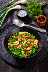 petits pois, french dish of garden green peas