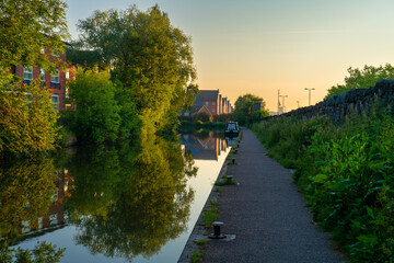 Coventry Canal on Sherbourne river at sunrise. England
