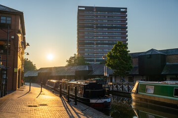 Coventry Canal on Sherbourne river at sunrise. England