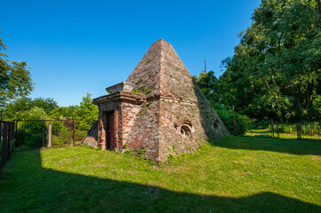 Tomb of the Eben and Mohring families in Roznow, village in Opole Voivodeship, Poland.
