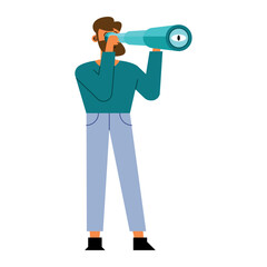 businessman with telescope