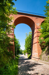 Fototapeta na wymiar The historic railway viaduct in Lagow, Lubusz Voivodeship, Poland