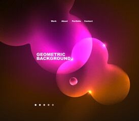 Neon glowing bubbles, circles magic energy space light concept, abstract background wallpaper design