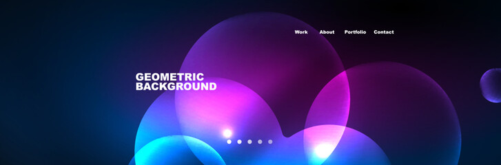 Neon glowing bubbles, circles magic energy space light concept, abstract background wallpaper design