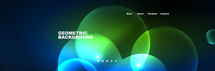 Neon glowing bubbles, circles magic energy space light concept, abstract background wallpaper design
