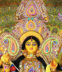 This is a image of Debi Durga's face.  Image click from Kolkata, West-Bengal, India. It is a...