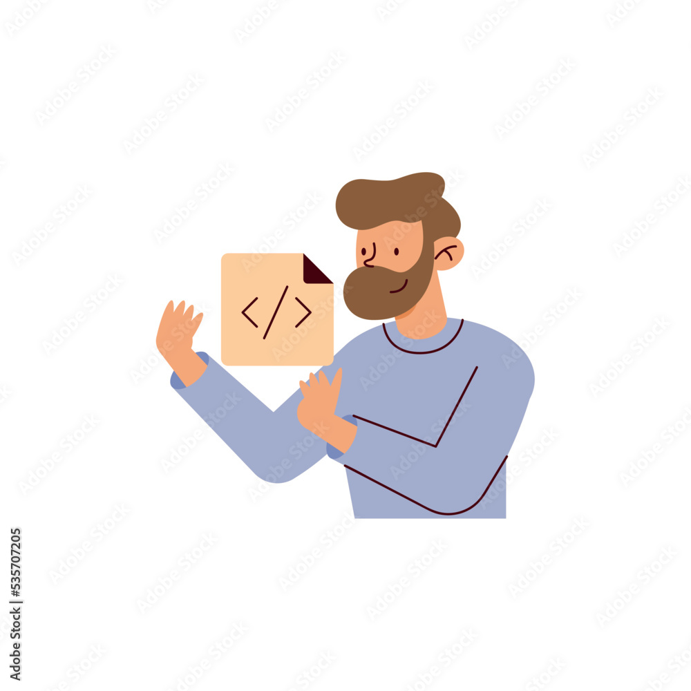 Poster developer man with code