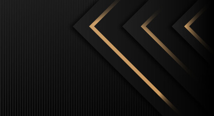 Abstract Golden Lines on Black Background. Luxury Universal Geometric Triangle Black Friday Banner