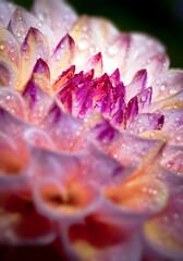 a beautiful pink flower with dew drops macro photography