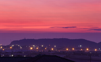 View of the industrial estate in the evening.