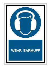 Symbol Wear Ear muff sign Isolate On White Background,Vector Illustration EPS.10