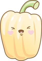 Cute funny yellow bell pepper vegetable cartoon kawaii style