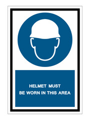 Helmet Must Be Worn In This Area Sign symbol Isolate On White Background,Vector Illustration EPS.10