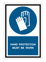 Hand Protection Must Be Worn Symbol Sign Isolate on White Background,Vector Illustration EPS.10