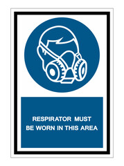 Respirator Must Be Worn In This Area Symbol Sign Isolate on White Background,Vector Illustration EPS.10