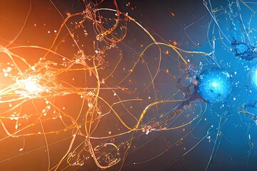 Quantum entanglement states pair 3D particles model. The 2022 Nobel Prize in Physics for experiments with entangled photons, pioneering quantum information science