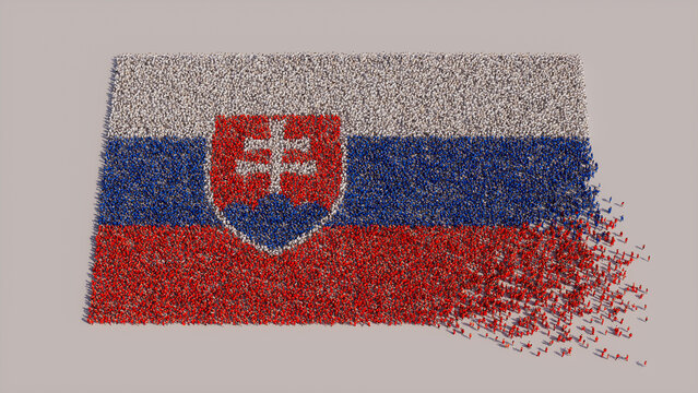 Slovak Banner Background, with People coming together to form the Flag of Slovakia.