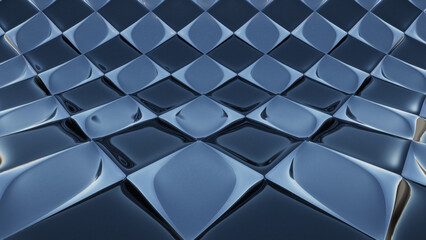 Abstract background of polygons on black and gray background.