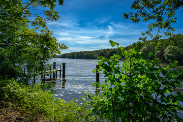 Anlegestelle Kohlhasenbr&uuml;ck an der Einm&uuml;ndung des Teltowkanals in den Griebnitzsee (Blick Richtung S&uuml;den)