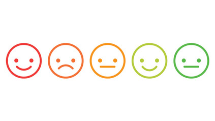 Feedback emoticon emoji smile icon vector. Set faces scale feedback.