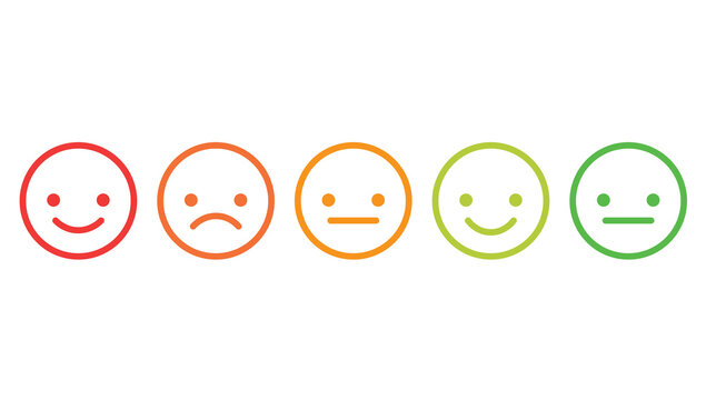 Feedback emoticon emoji smile icon vector. Set faces scale feedback.
