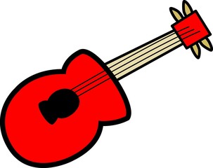 シンプルでかわいいロックっぽい赤いエレキギターのイラスト