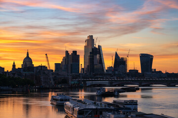 Fototapeta na wymiar City of London financial district skyline at sunrise. England