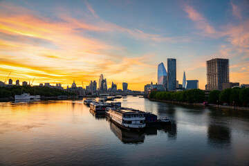 Fototapeta na wymiar City of London skyline at sunrise. England