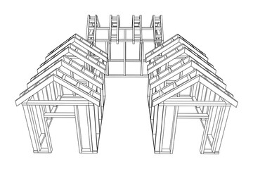 Building object or framing house. Greenhouse construction frame.