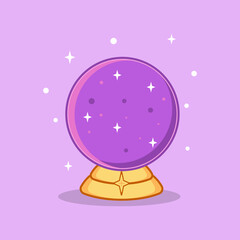 Magic crystal ball future for halloween. Witch and magic symbol, vector illustration, isolated background