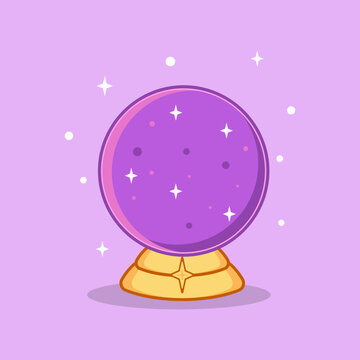 Magic crystal ball future for halloween. Witch and magic symbol, vector illustration, isolated background