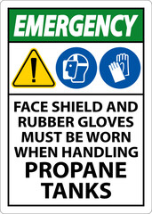 Emergency PPE Required When Handling Propane Tanks Sign