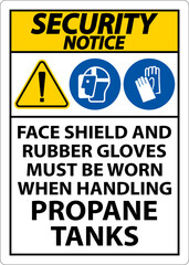 Security Notice PPE Required When Handling Propane Tanks Sign