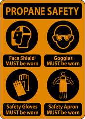 Propane Safety Personal Protection Sign On White Background