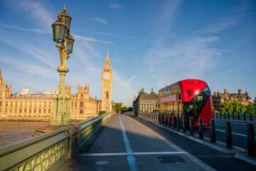 Naklejka premium Big Ben and Westminster bridge in London. England