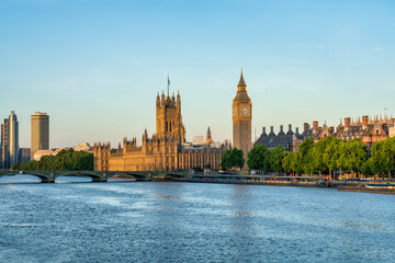 Obraz premium Big Ben and Westminster bridge in London. England