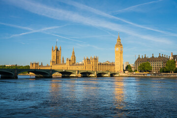 Naklejka na ściany i meble Big Ben and Westminster bridge in London. England