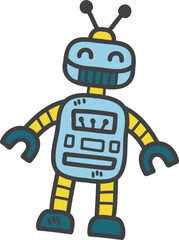 Hand Drawn robot toy for kids illustration
