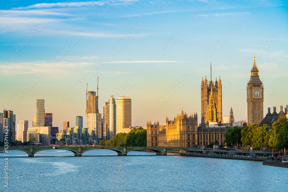 Poster Big Ben and Westminster bridge in London. England