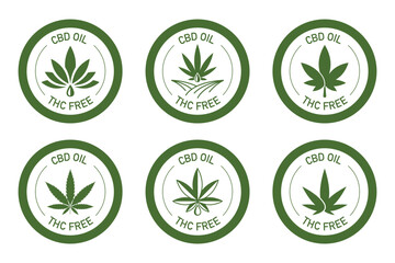 thc free cbd oil icon set vector illustration 