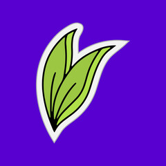 Leaf icon. Eco clip art. Doodle sticker. Vector stock illustration. EPS 10