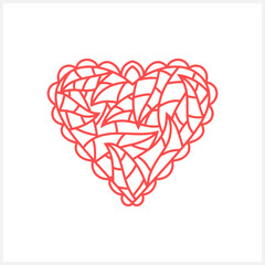 Doodle heart with leaf clip art. Valentines day symbol. Sketch valentine vector stock illustration. EPS 10