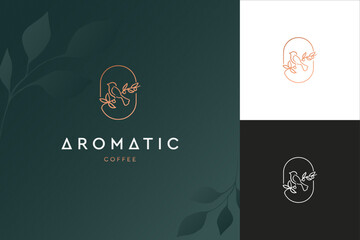 Vector abstract logo design template in trendy linear minimal style - bird and flower - abstract symbol for cosmetics and packaging, jewellery, hand crafted or beauty products
