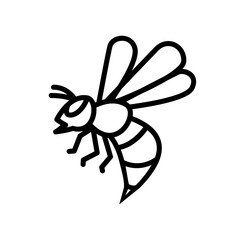 Simple And Clean Bee, Wasp On Side View Icon Vector Outline Illustration