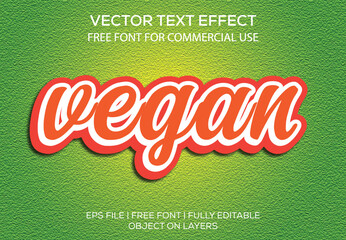 Vegan food editable text effect with green background