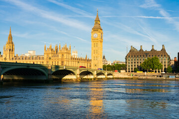 Obraz premium Big Ben and Westminster bridge in London. England