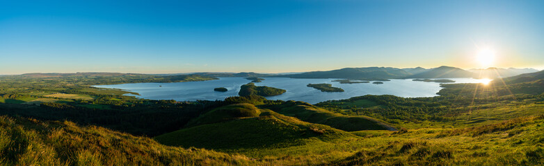 Loch Lomond at sunset in Scotland 