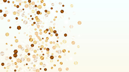 Golden Background with Confetti of Glitter Particles. Sparkle Lights Texture. Celebration pattern. Light Spots. Star Dust. Explosion of Confetti. Design for Flyer.