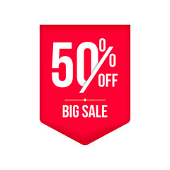 Big Sale 50% Off Shopping Vector Ribbon