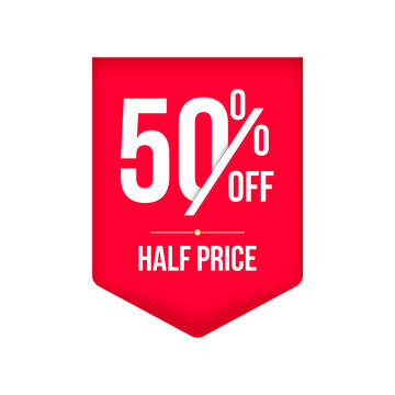 Half Price 50% Off Shopping Vector Ribbon